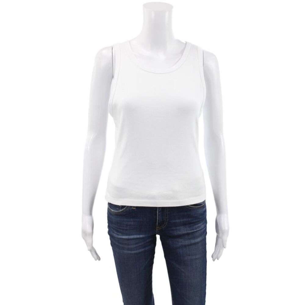 Michael Stars Women White Cotton Basic Sleeveless Tank Round Neck Size One Size